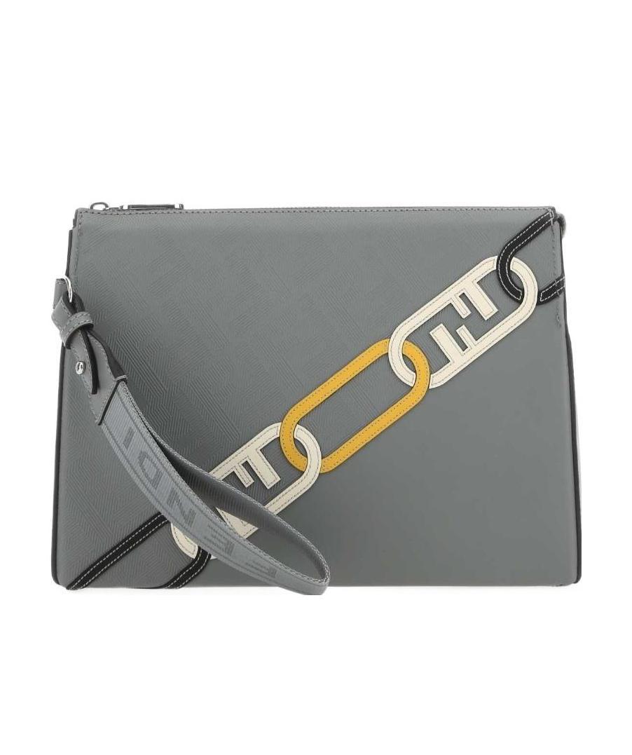 Fendi Ff Motif Print Embossed Clutch Bag
