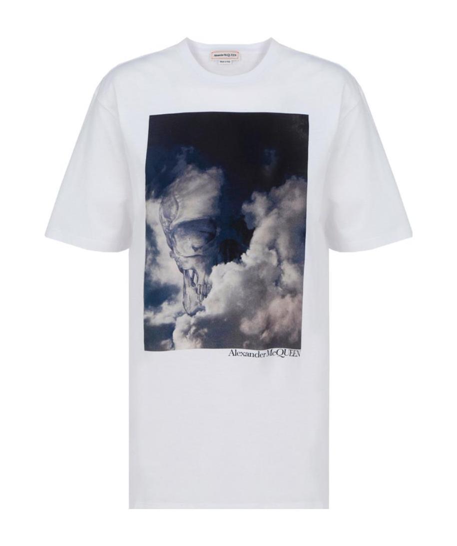 Alexander Mcqueen Storm Skull-print Short-sleeve T-shirt In White