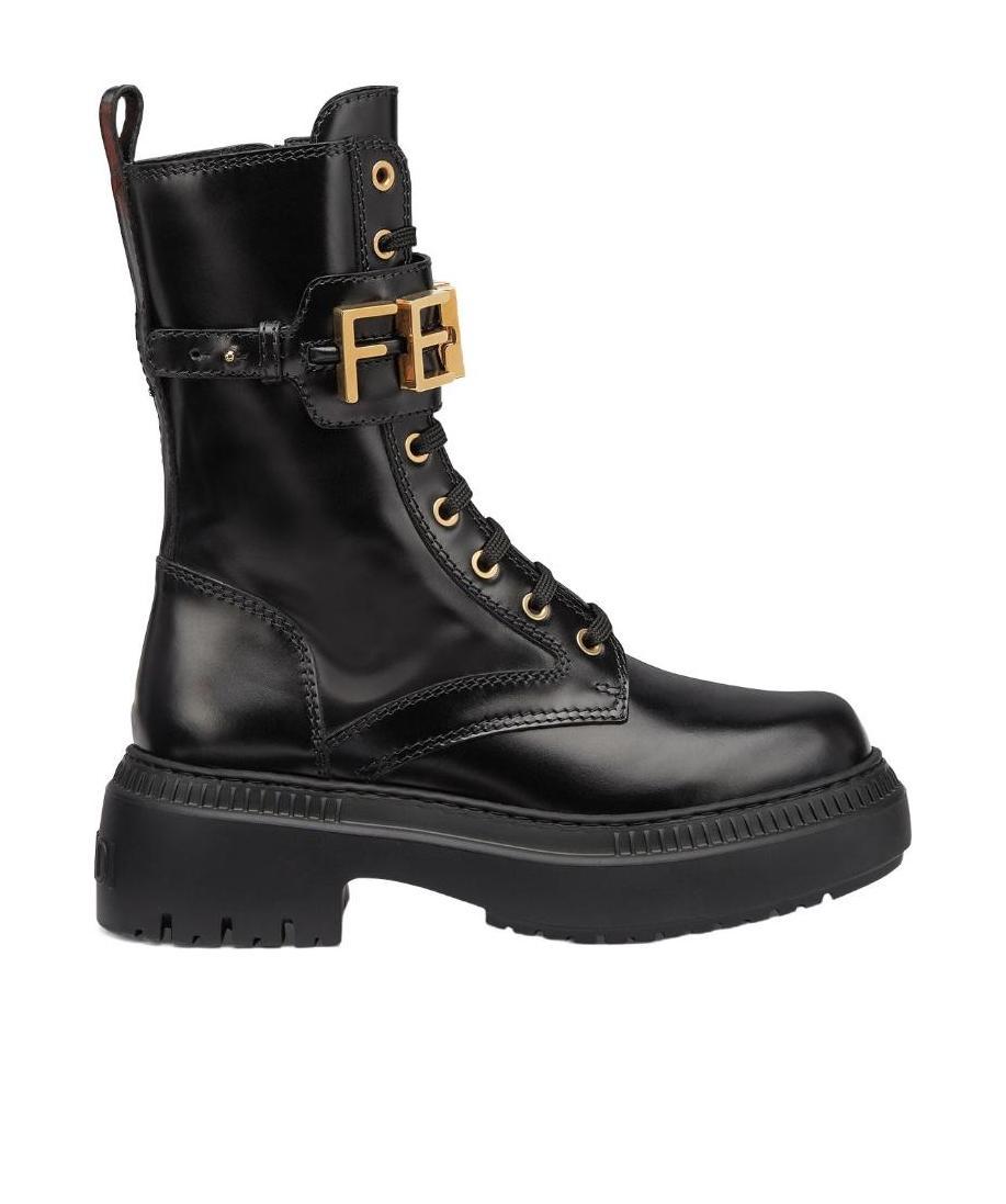 Fendi Lace-up Ankle Boots In Black