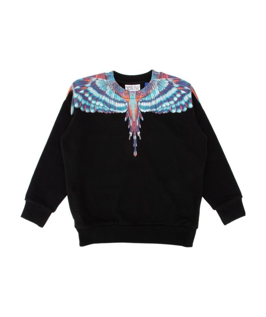 Marcelo Burlon County Of Milan Wings-print Cotton Sweatshirt In Black