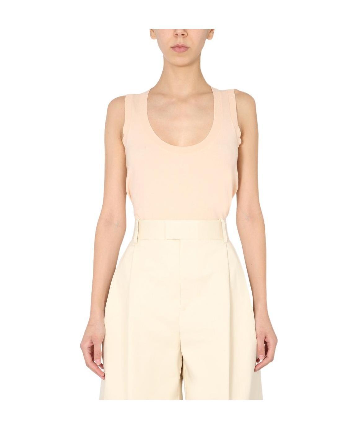 Bottega Veneta Scoop-neck Knitted Top In White