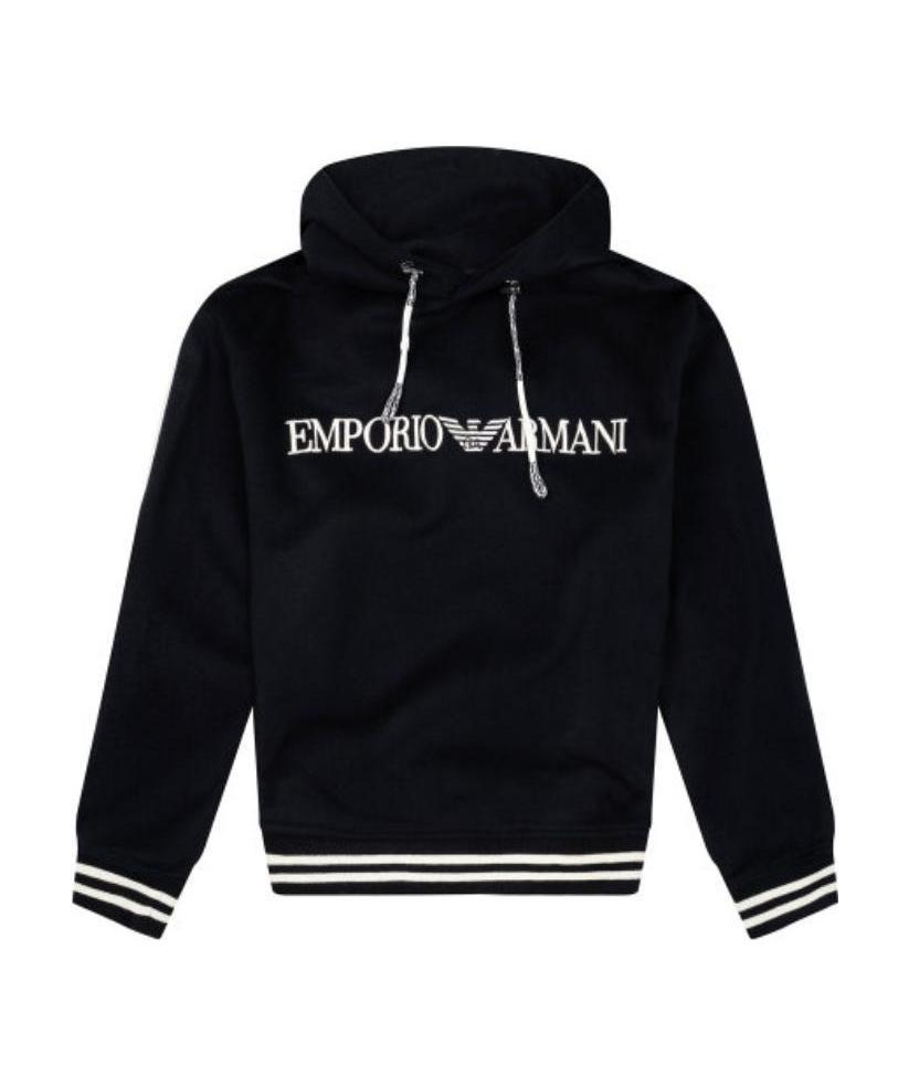 Emporio Armani Dark Blue Logo Detail Sweater In Black