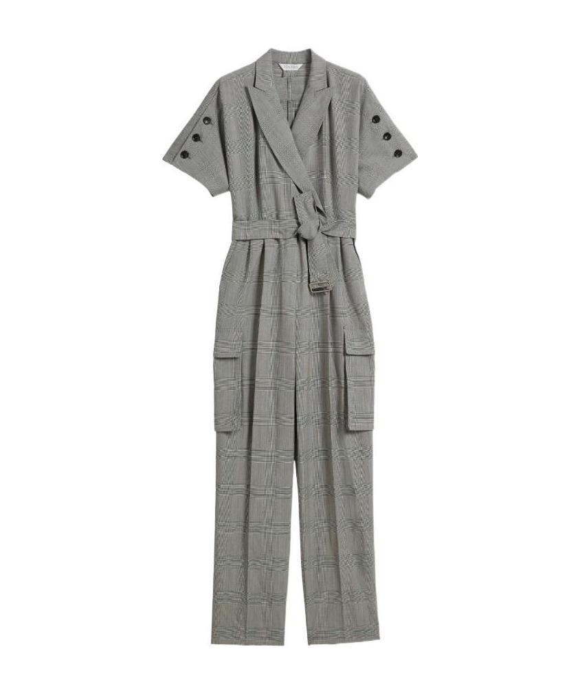 Max Mara Wool Lapel Jumpsuit In Gray