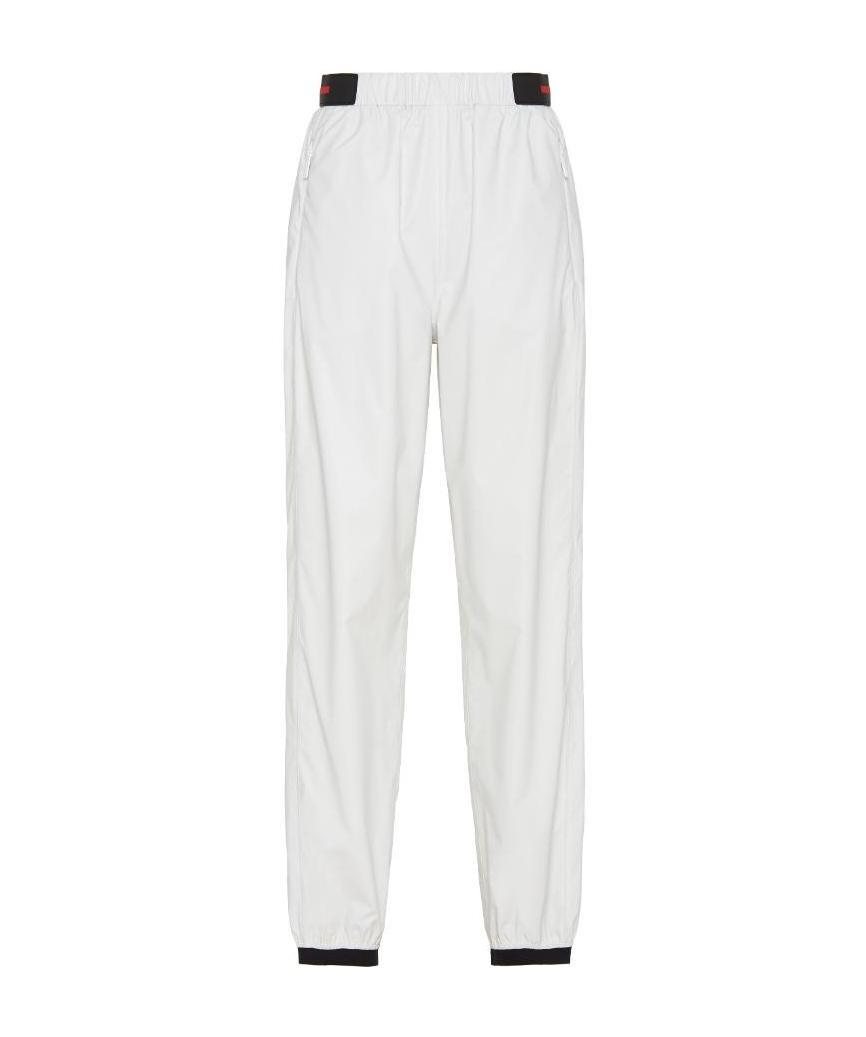 Prada Elastic-waistband Straight-leg Trousers In Blue