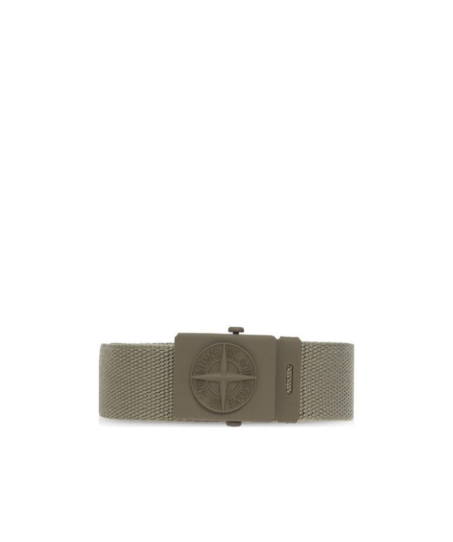 Stone Island Logo Belt In Green