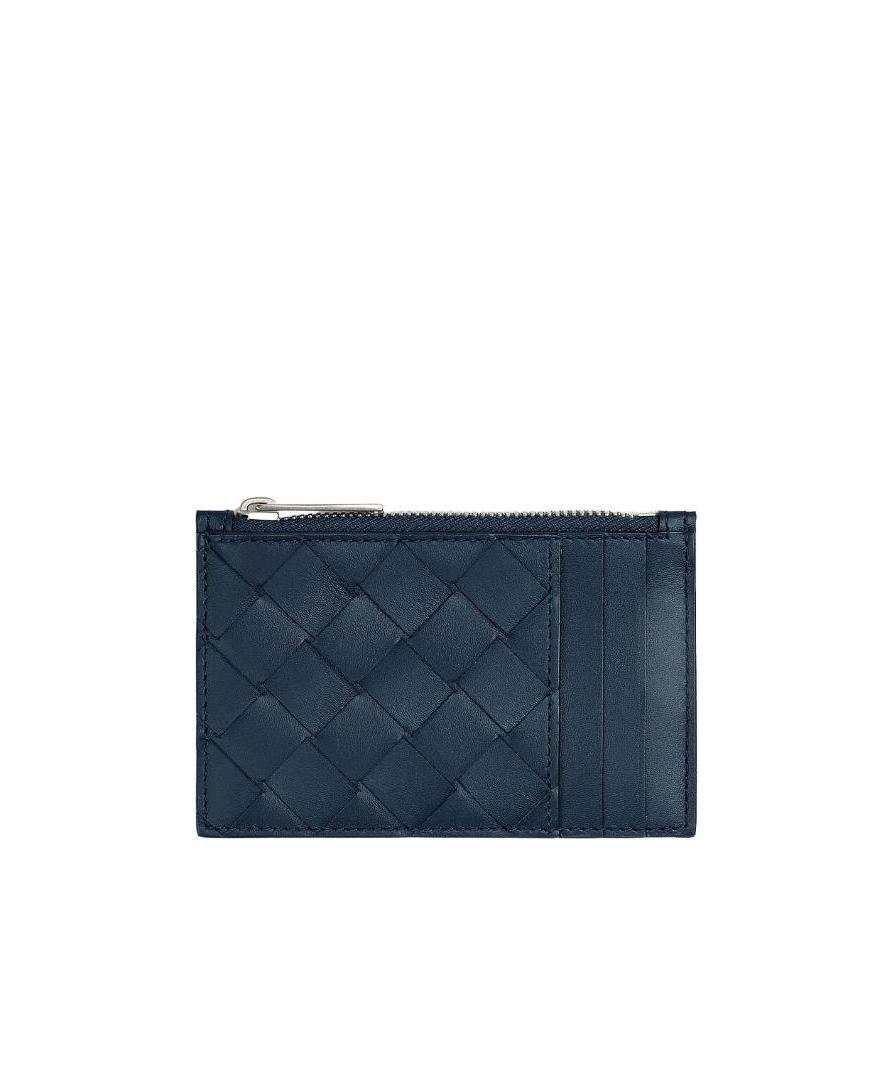 Bottega Veneta Intrecciato Card Case In Blue