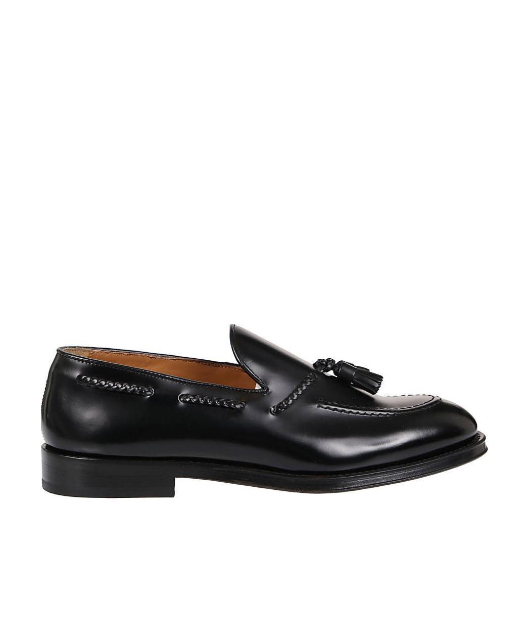 Doucal's Black Slip-on Loafers With Tassel Detail In Black