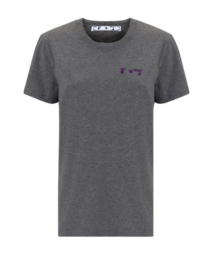 Off-white Embroidered Logo T-shirt In Gray