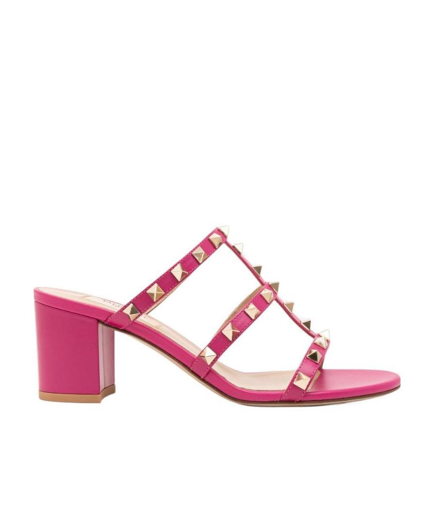 Valentino Garavani Woman Sandals Fuchsia Size 6.5 Soft Leather In Pink