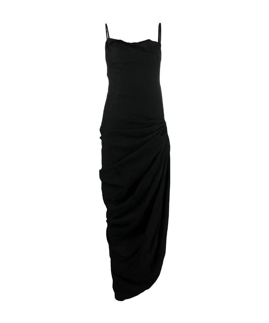 Jacquemus Saudade Ruched Evening Gown In Black