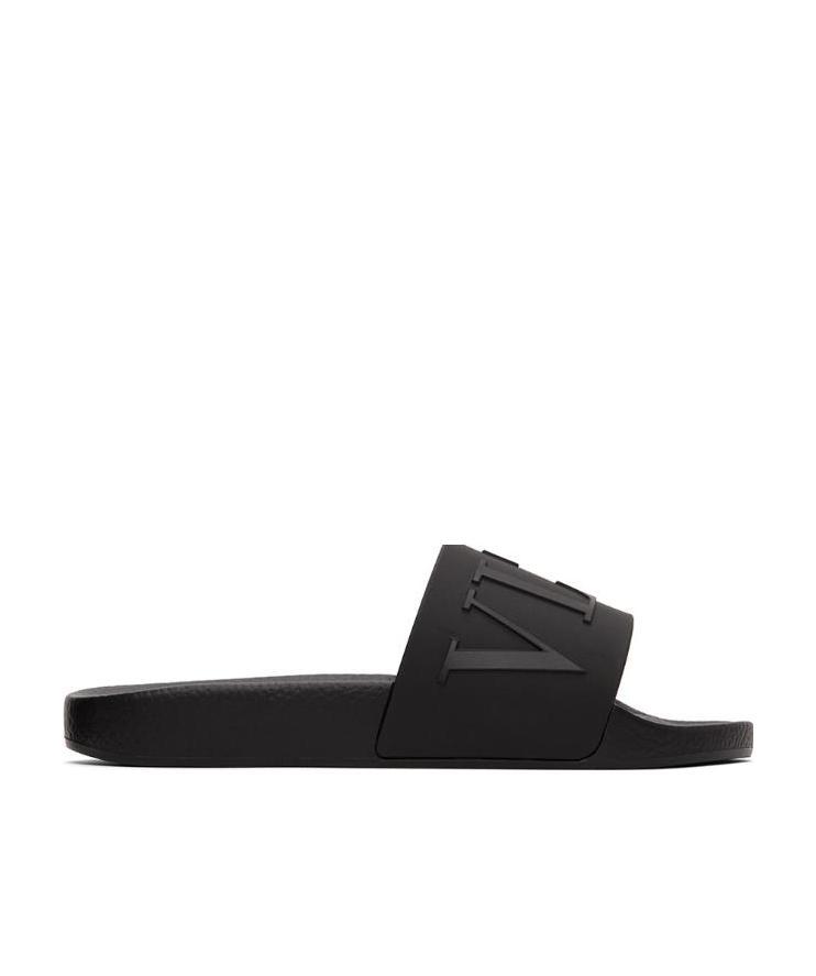 Valentino Garavani Man Sandals Black Size 7 Textile Fibers In Black