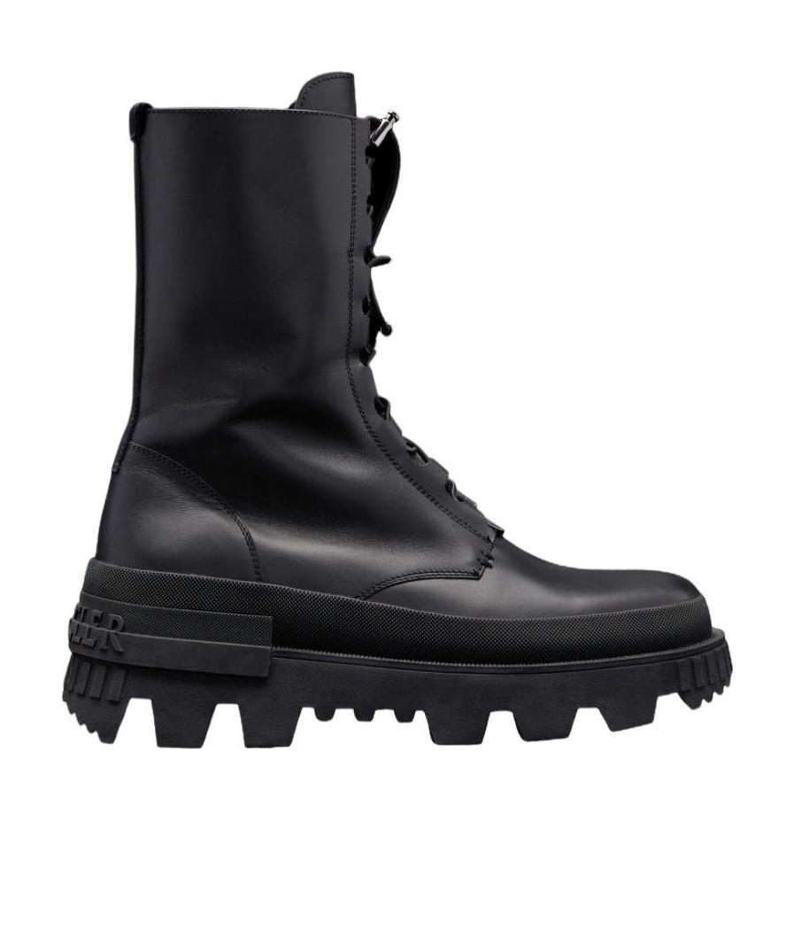 Moncler Lace-up Combat Boots In Black