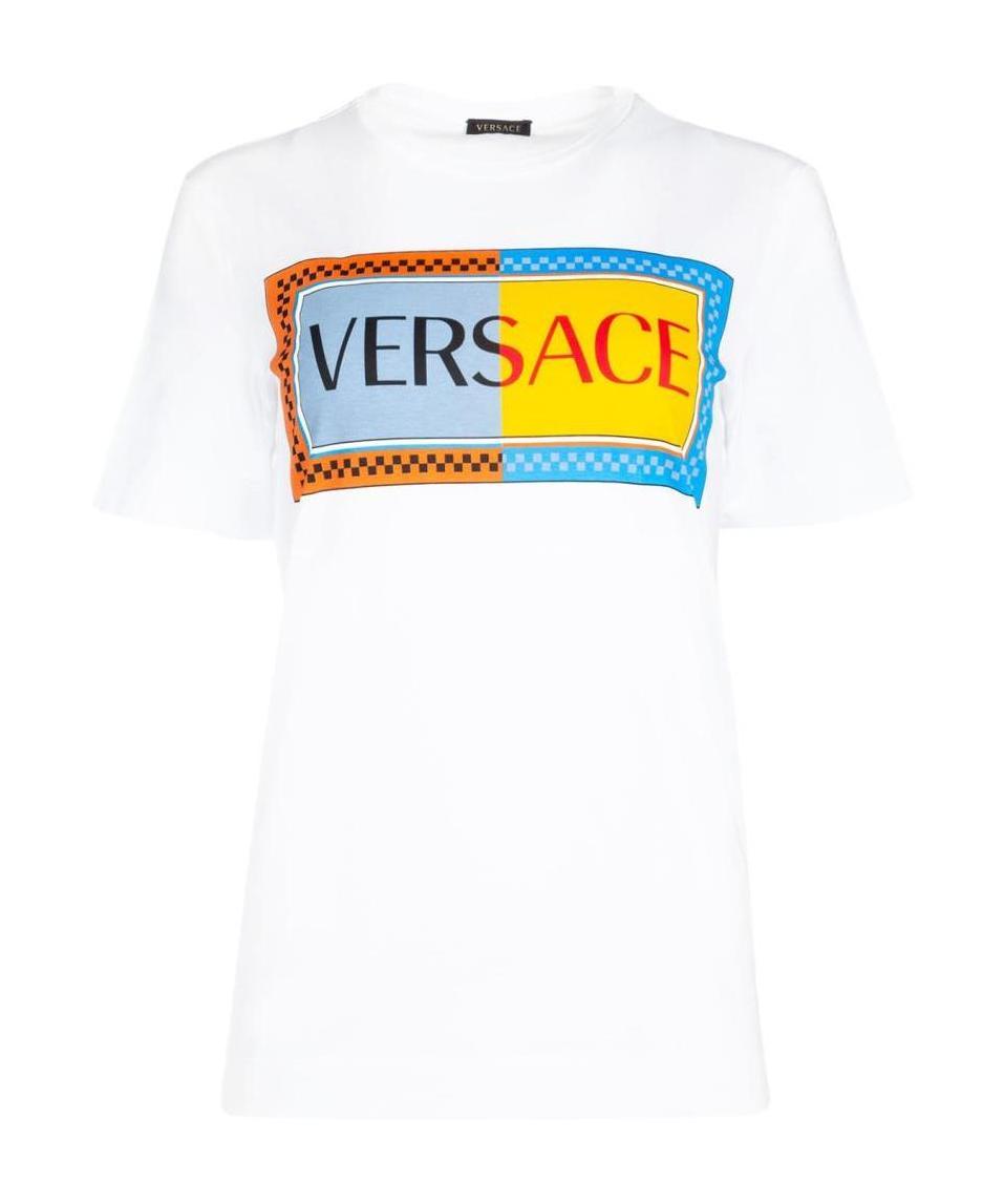 Versace Logo Printed T-shirt In White