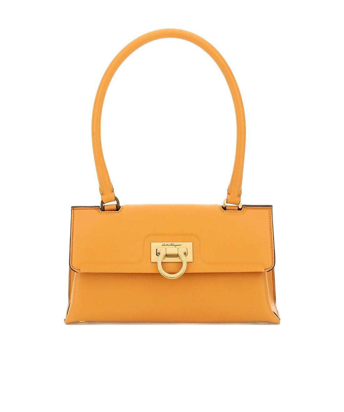 Ferragamo Salvatore Trifolio Long-handle Shoulder Bag In Orange