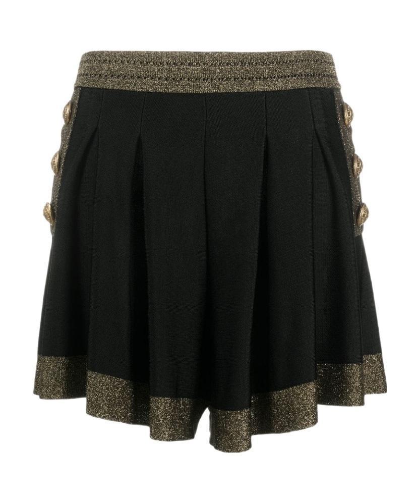 BALMAIN GLITTER-DETAIL HIGH-WAISTED SHORTS 