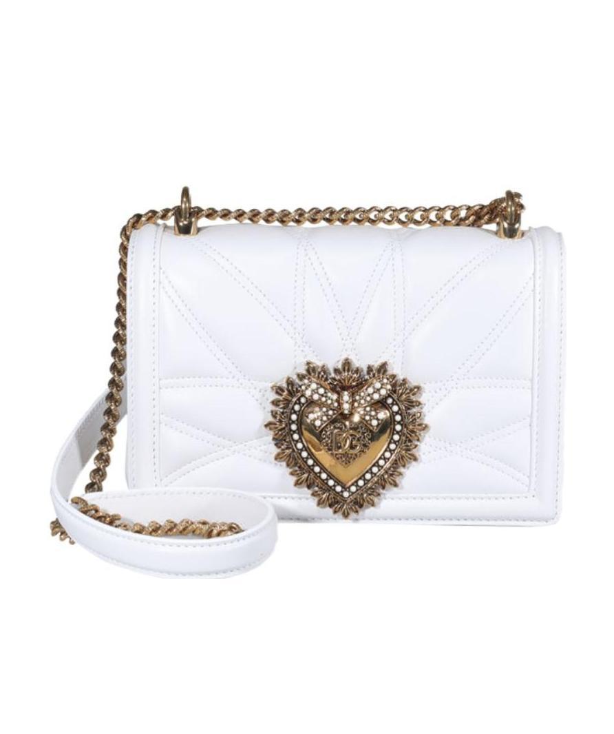 Dolce & Gabbana Large Devotion Quilted Leather Shoulder Bag In White