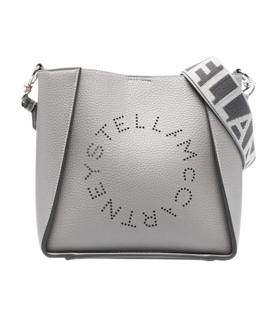 Stella Mccartney Logo Perforated Crossbody Bag In Gray