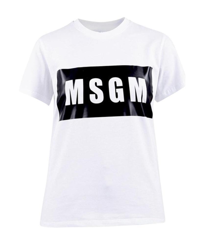 Msgm Logo Print Crewneck T-shirt In White