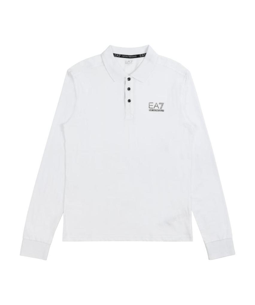 Ea7 Polo Shirt With Logo Pattern In White