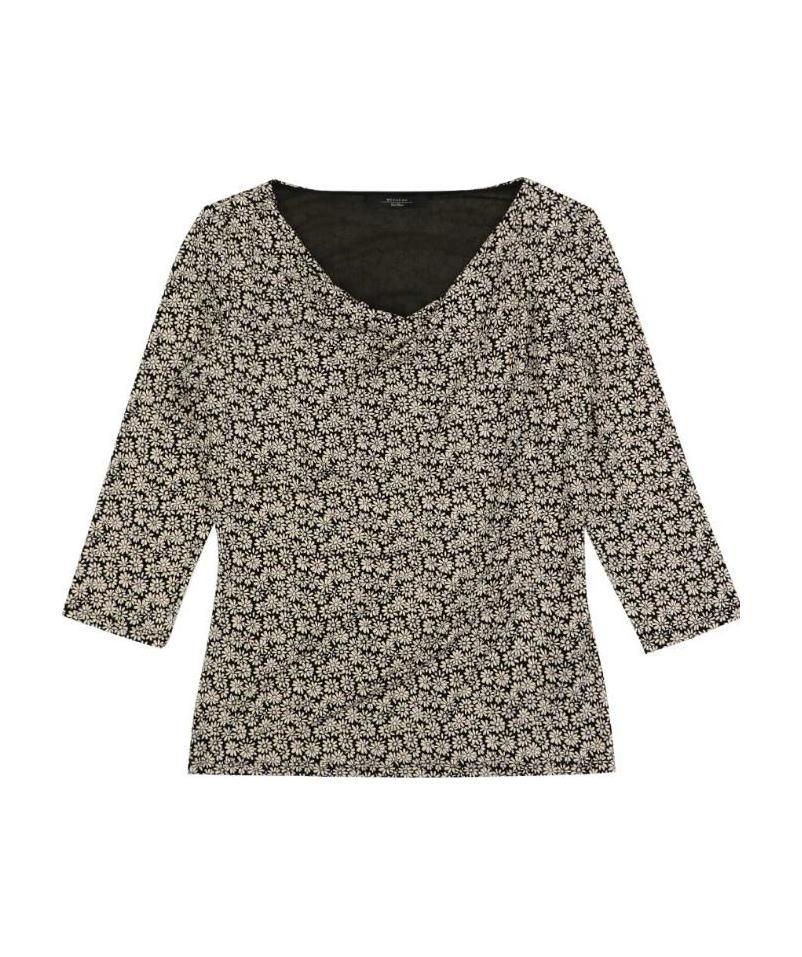 Weekend Max Mara V-neck Printed T-shirt In Black