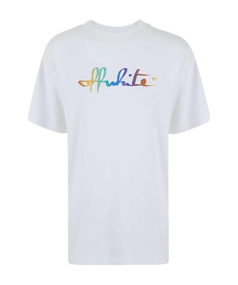 Off-white Rainbow Script Logo Print Tomboy T-shirt In White
