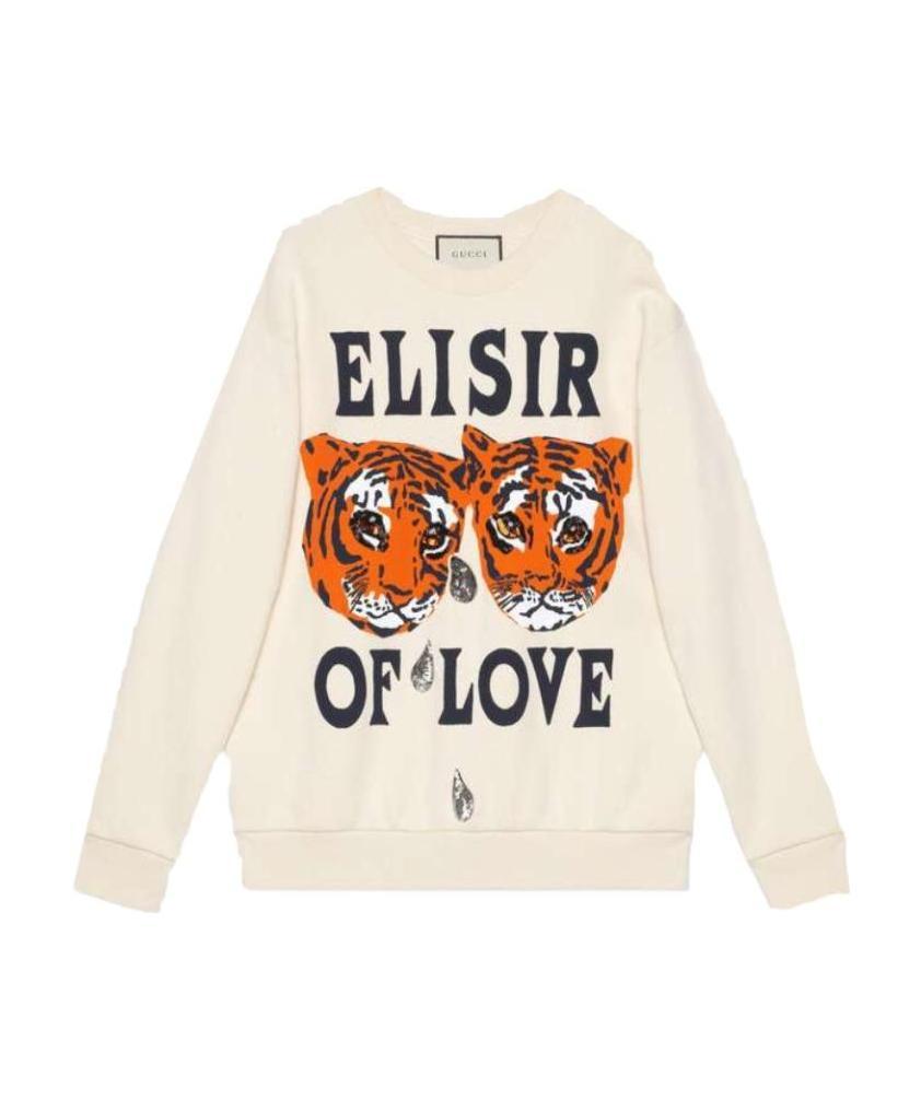 Gucci Round-collar Embroidered Sweatshirt In White