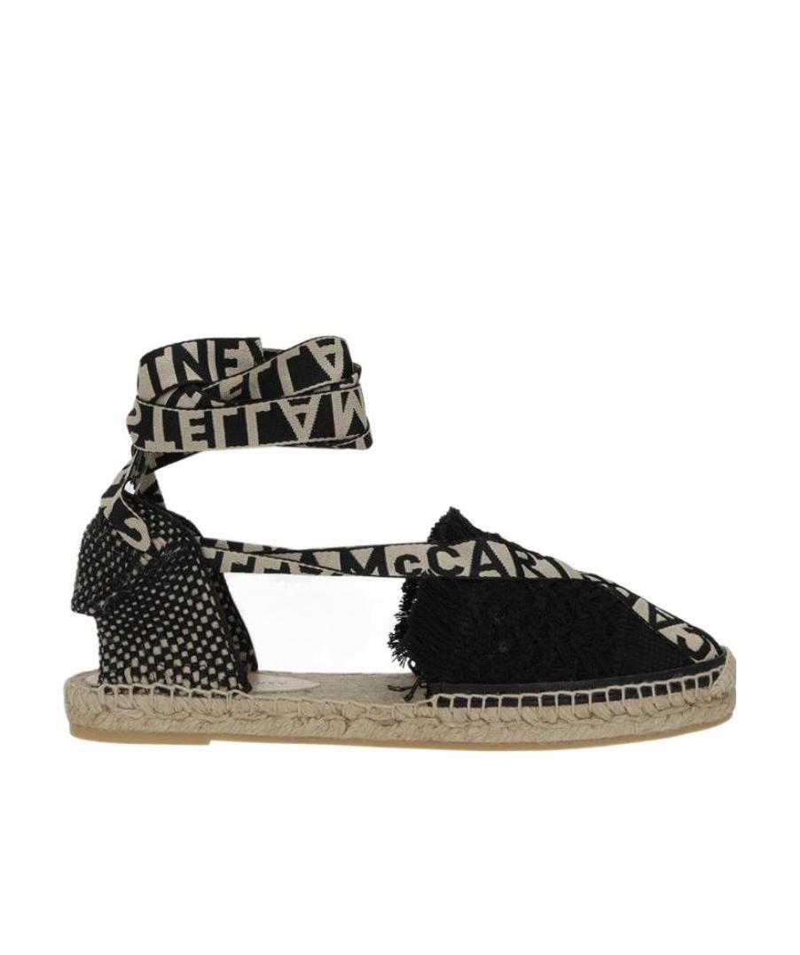 Stella Mccartney Gaia Logo-trim Lace-up Espadrilles In Black