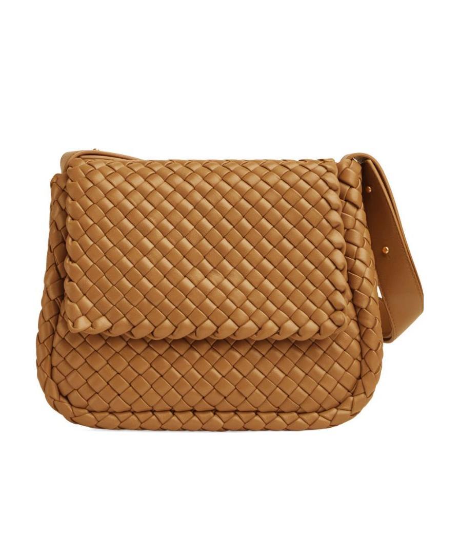 BOTTEGA VENETA SMALL COBBLE WOVEN FLIP SHOULDER BAG