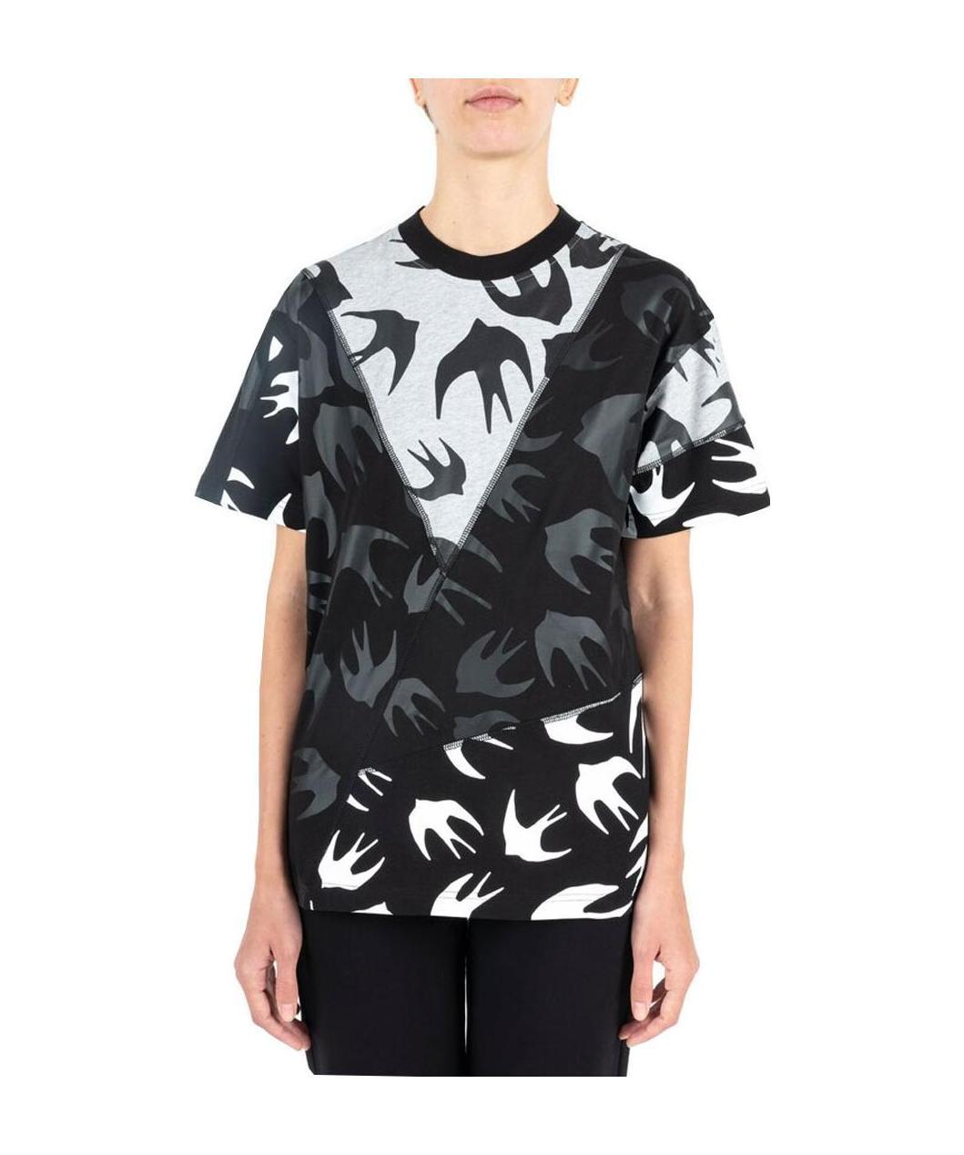 Mcq By Alexander Mcqueen Bird Print Panelled T-shirt In Multi