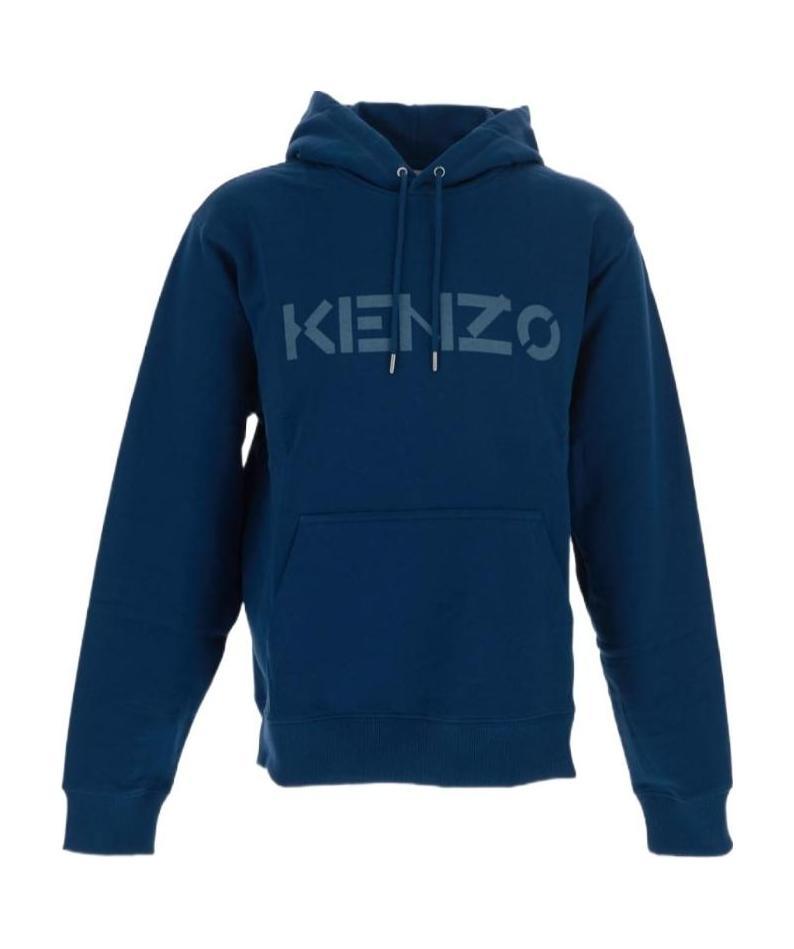 Kenzo Logo-print Cotton Hoodie In Blue