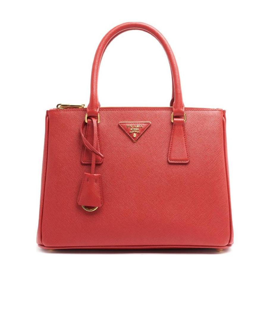 Shop Prada Galleria Saffiano Leather Medium Bag In Red