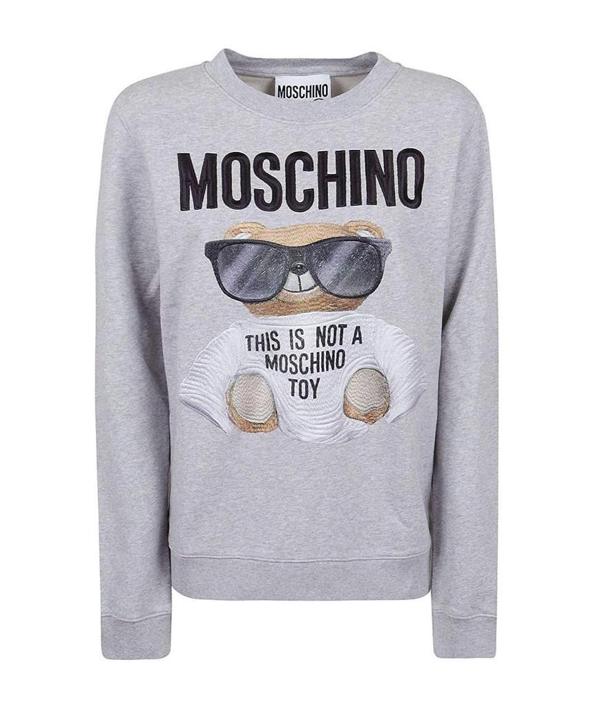 Moschino Embroidered Sweater With Logo In Gray