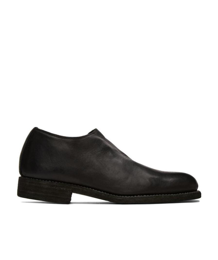 Guidi Round Head Loafer Shoes In Black