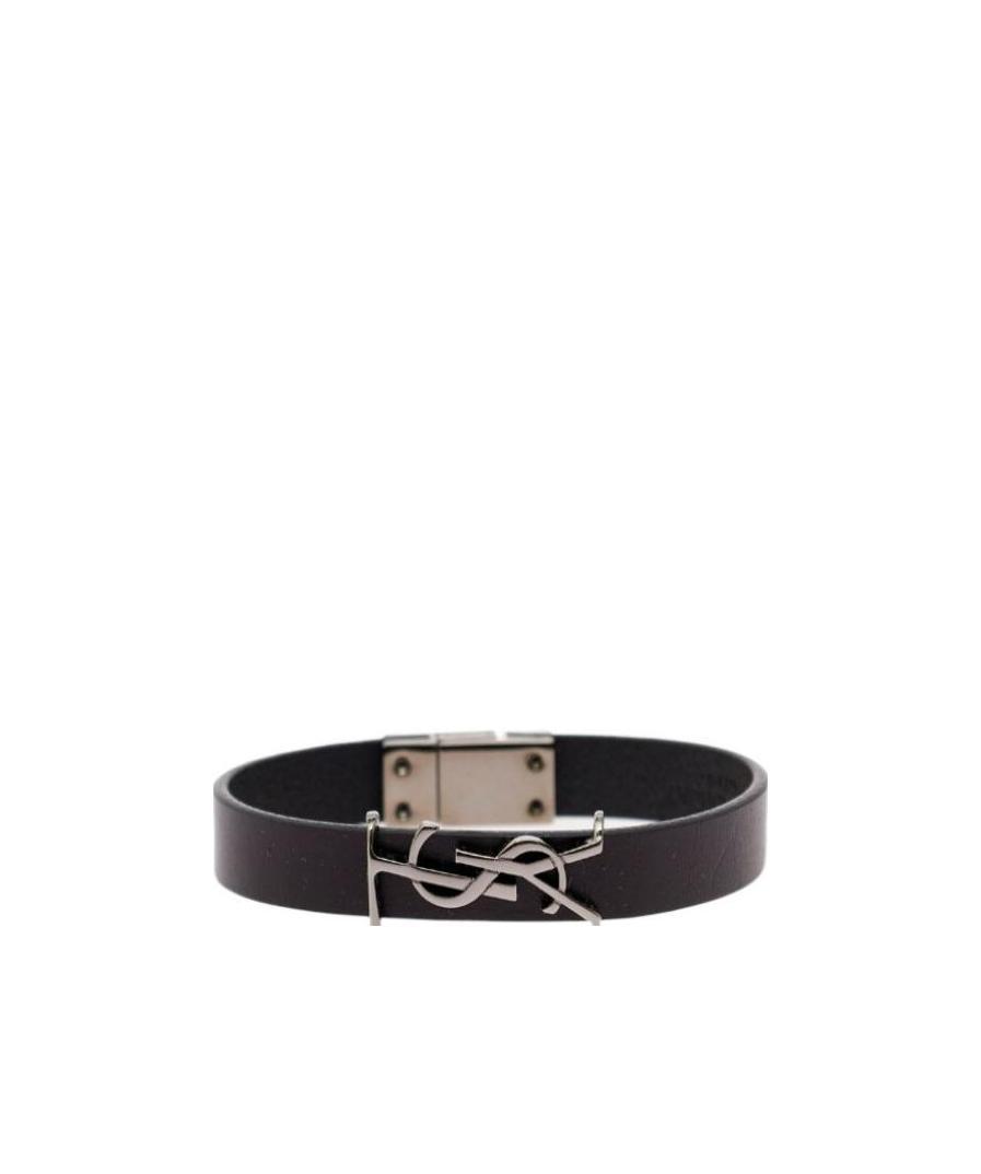 Saint Laurent Opyum Leather Bracelet In Black