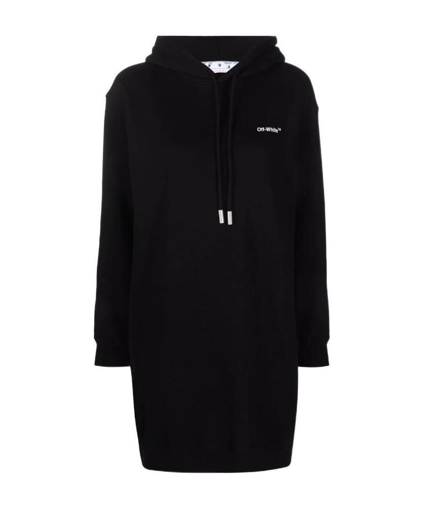 Off-white Diag-stripe Print Sweatshirt Dress In Black