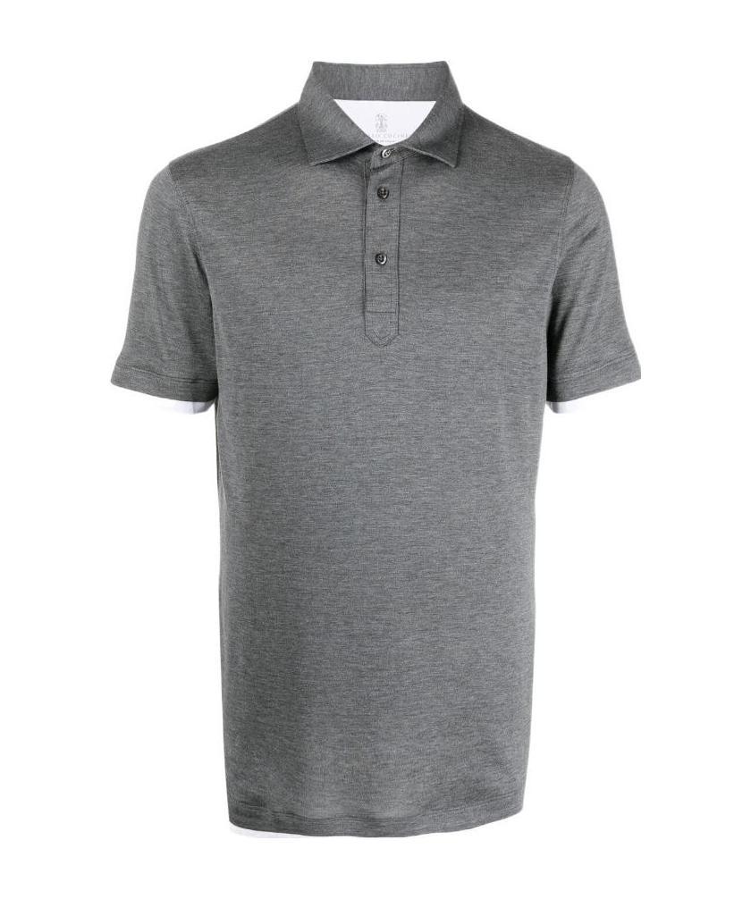 Brunello Cucinelli Contrast-trimmed Polo Shirt In Gray