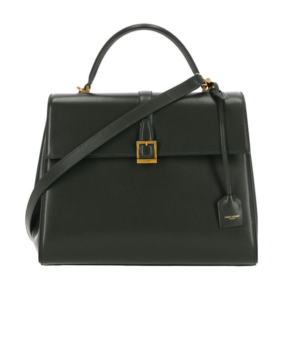 Saint Laurent Medium Fermoir Leather Shoulder Bag In Black