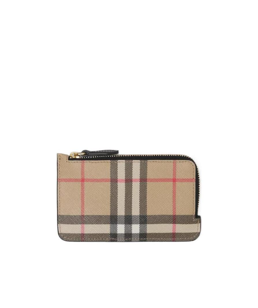Burberry Vintage Check Compact Wallet In Nude