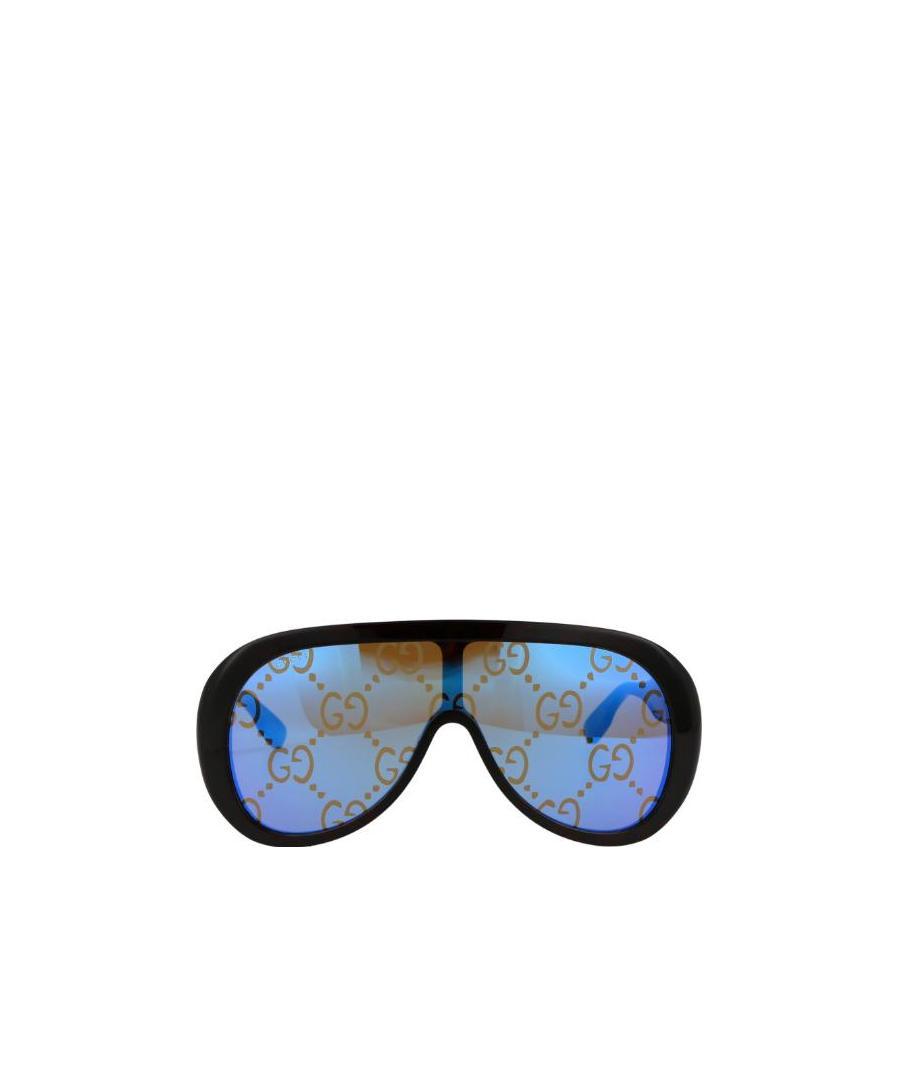 Gucci Gg Logo-print Oversized Sunglasses In Blue