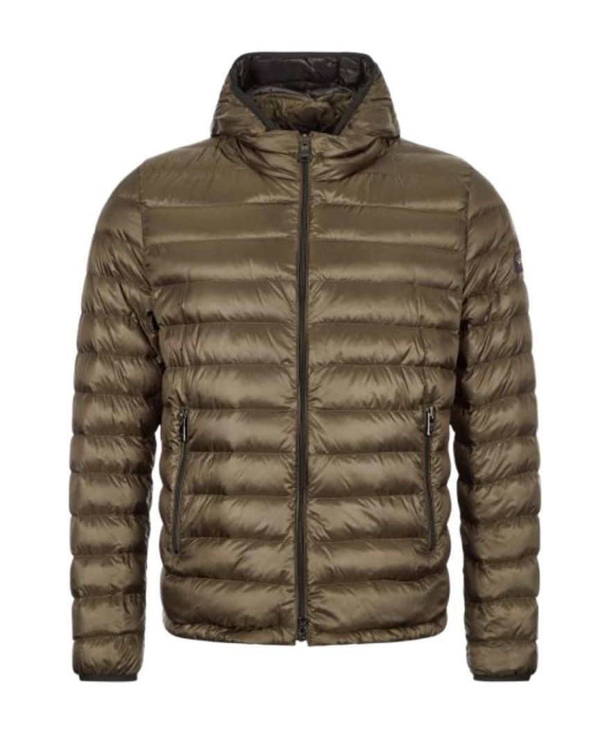 Paul & Shark Hooded Padded Jacket In Brown