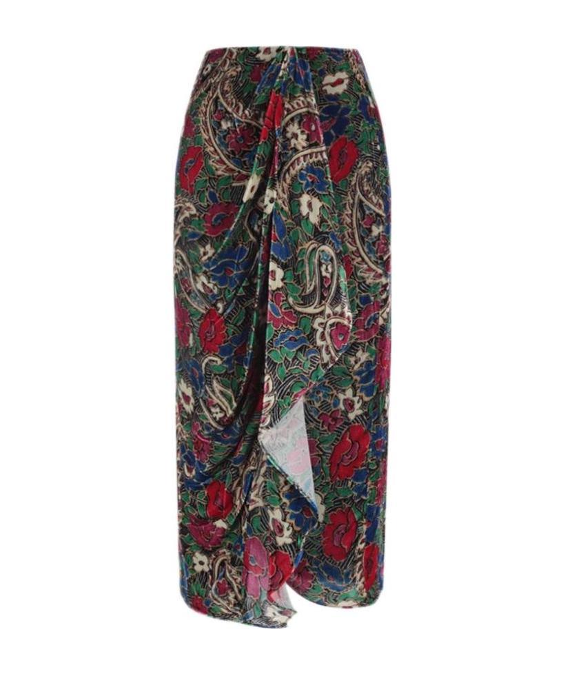 Shop Isabel Marant Bree Floral Print Skirt In Black