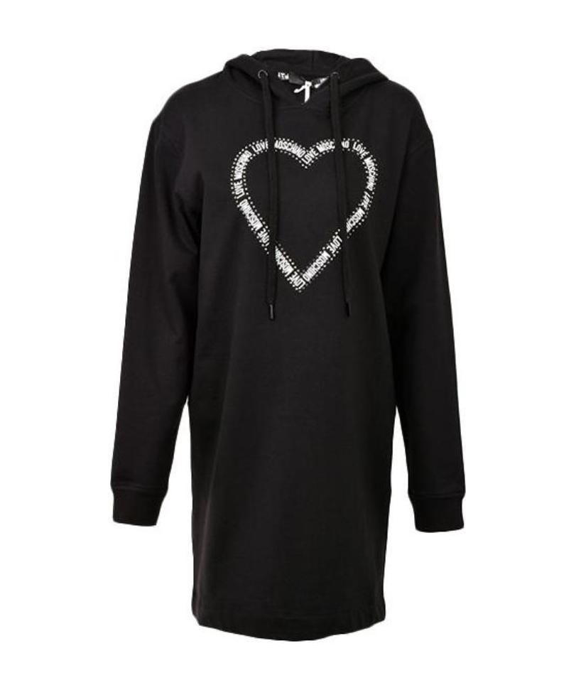 Moschino Hot Diamond Hooded Dress In Black