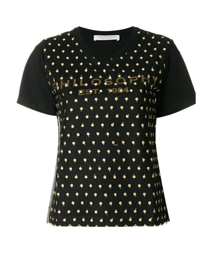 Philosophy Di Lorenzo Serafini Lace Short-sleeved T-shirt In Black