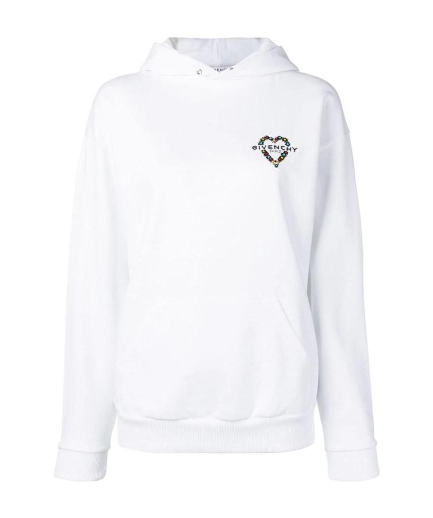 Givenchy Heart-shaped Logo Hooded Sweater In White