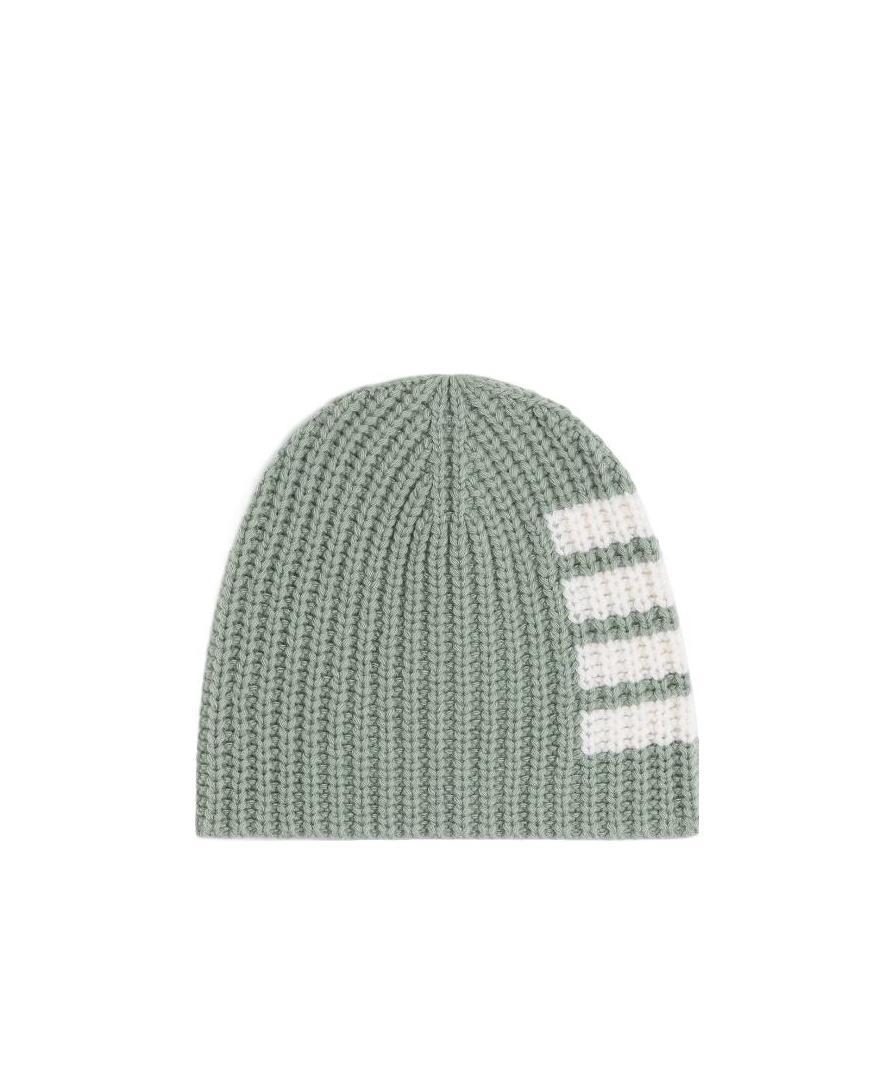 Thom Browne 4-bar Stripe Half Cardigan-stitch Beanie In Gray