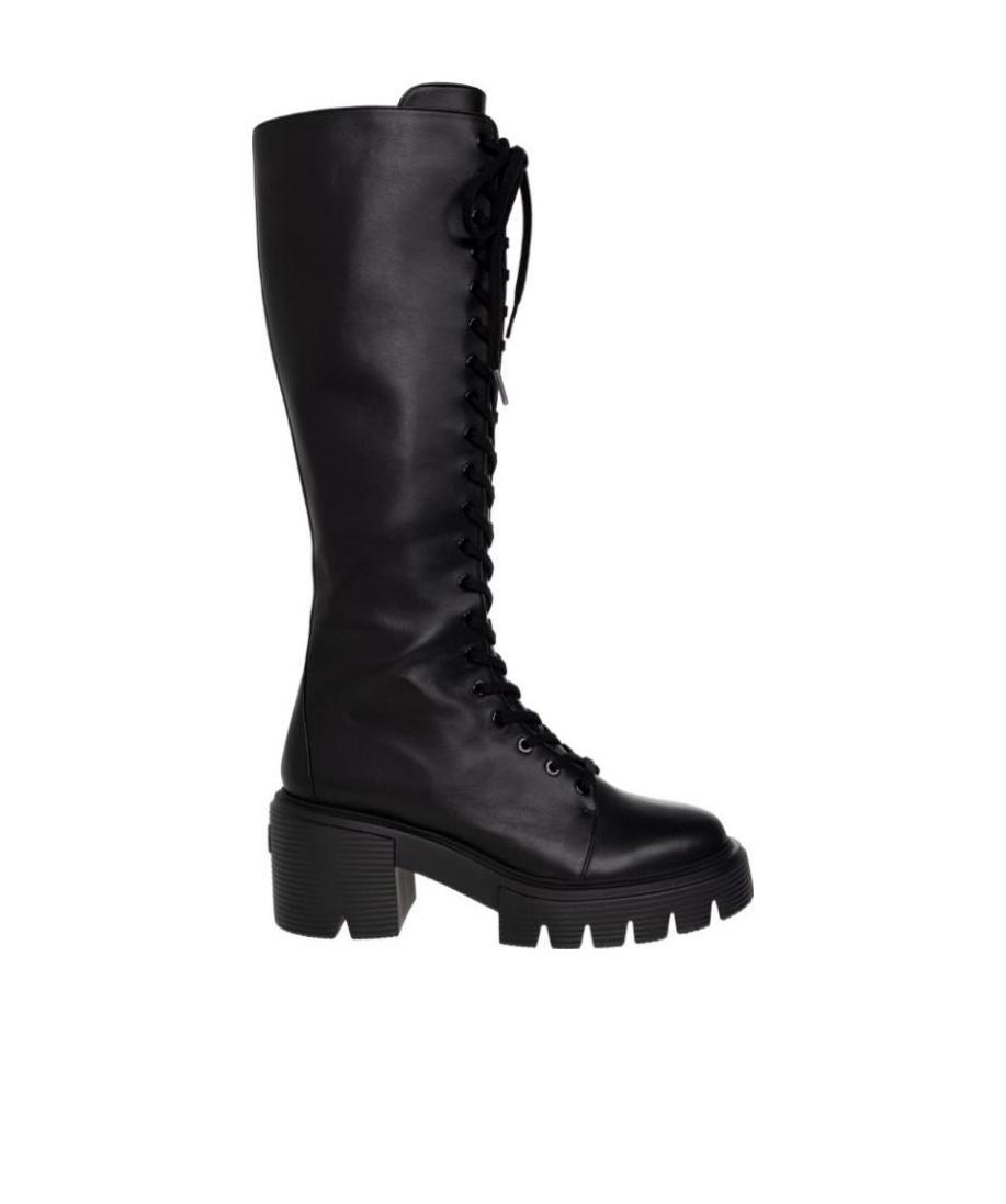 Stuart Weitzman Soho Knee-length Lace-up Boots In Black