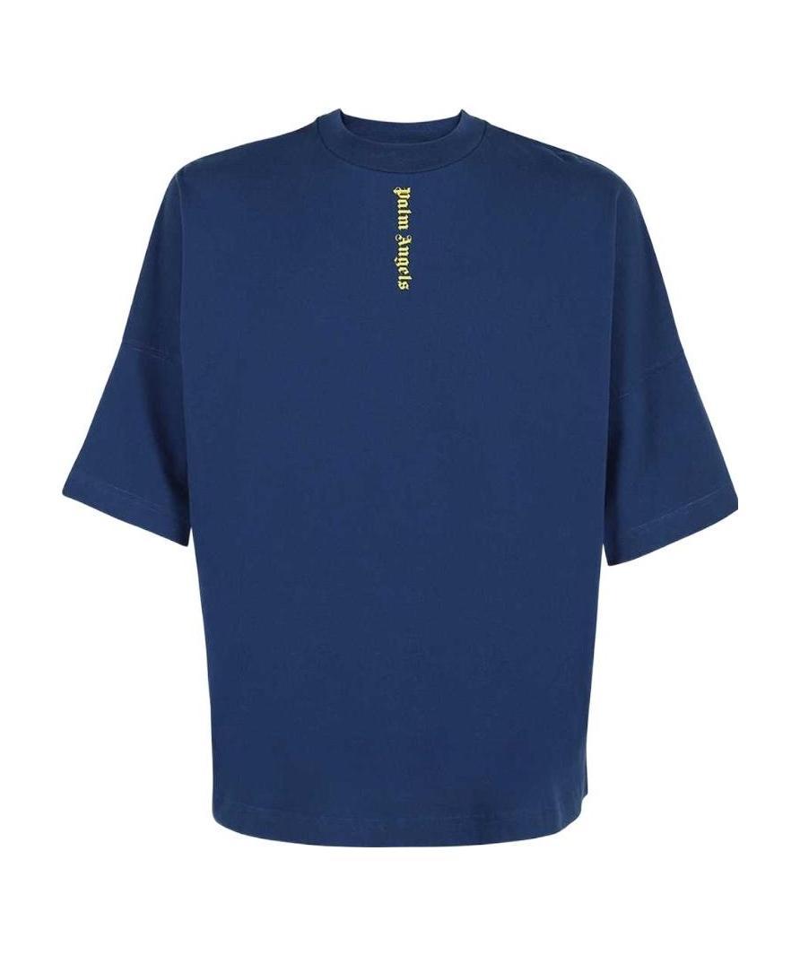 Palm Angels Ns Logo Over Tee Navy Blue Yellow In Blue