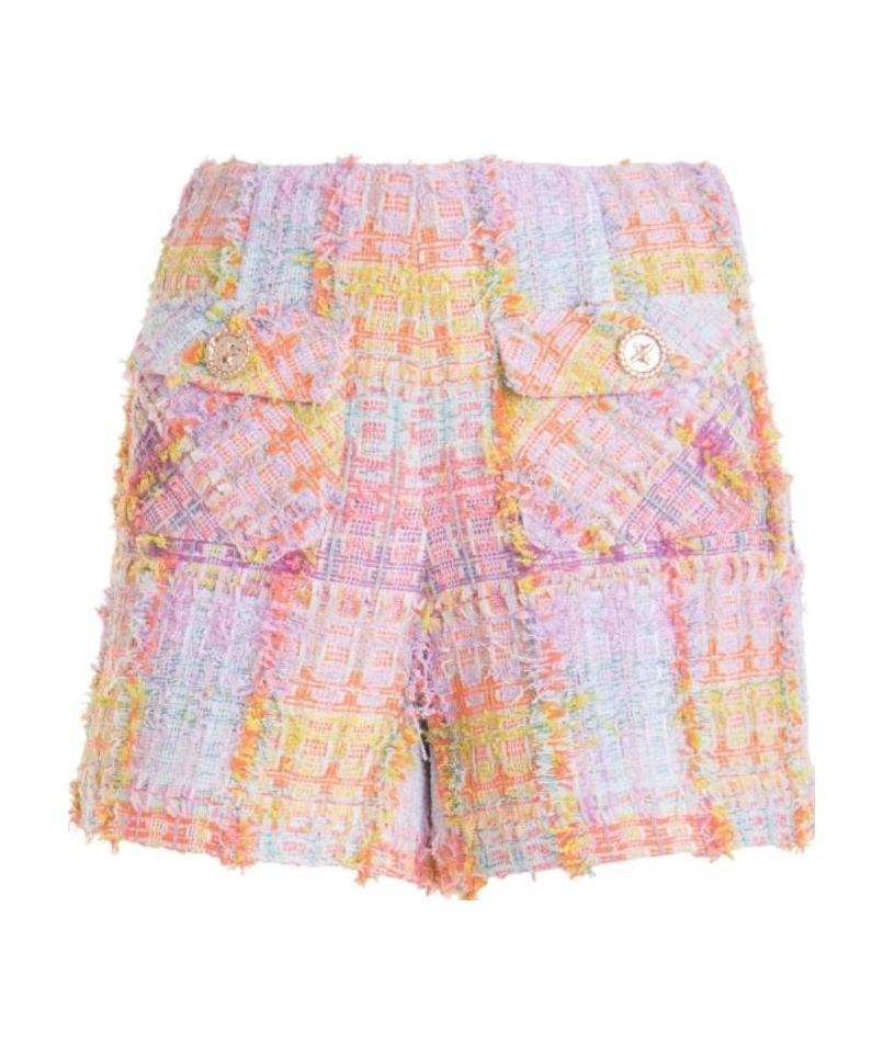 Shop Edward Achour Paris High-waisted Tweed Shorts In Pink