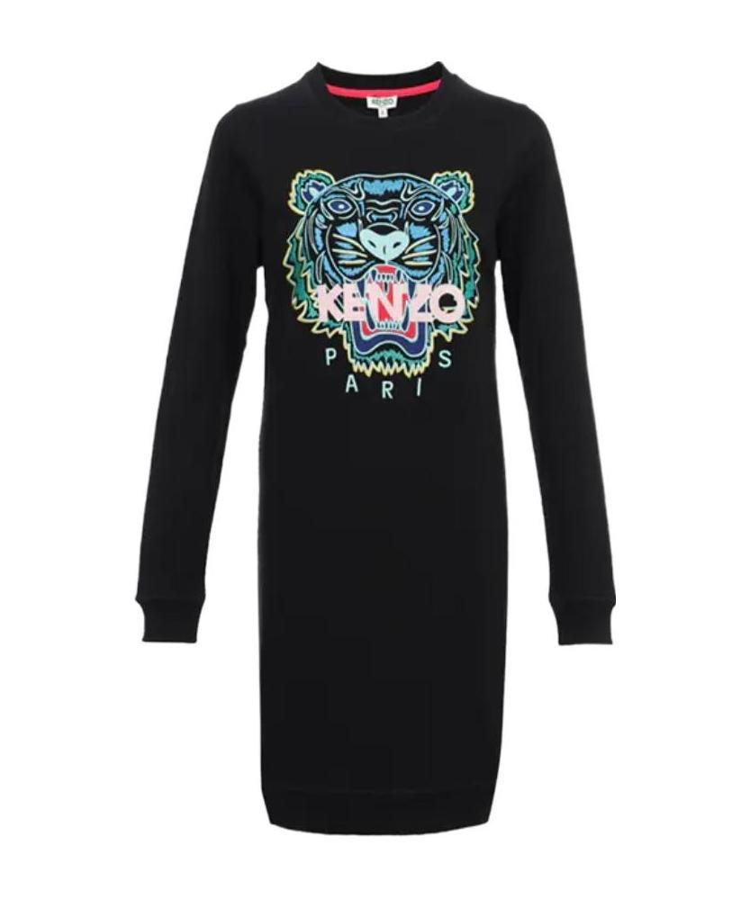 Kenzo Logo Embroidered Dress In Black