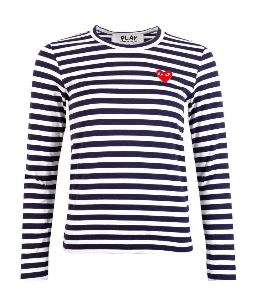 Comme Des Garçons Play Long Sleeved T-shirt In White